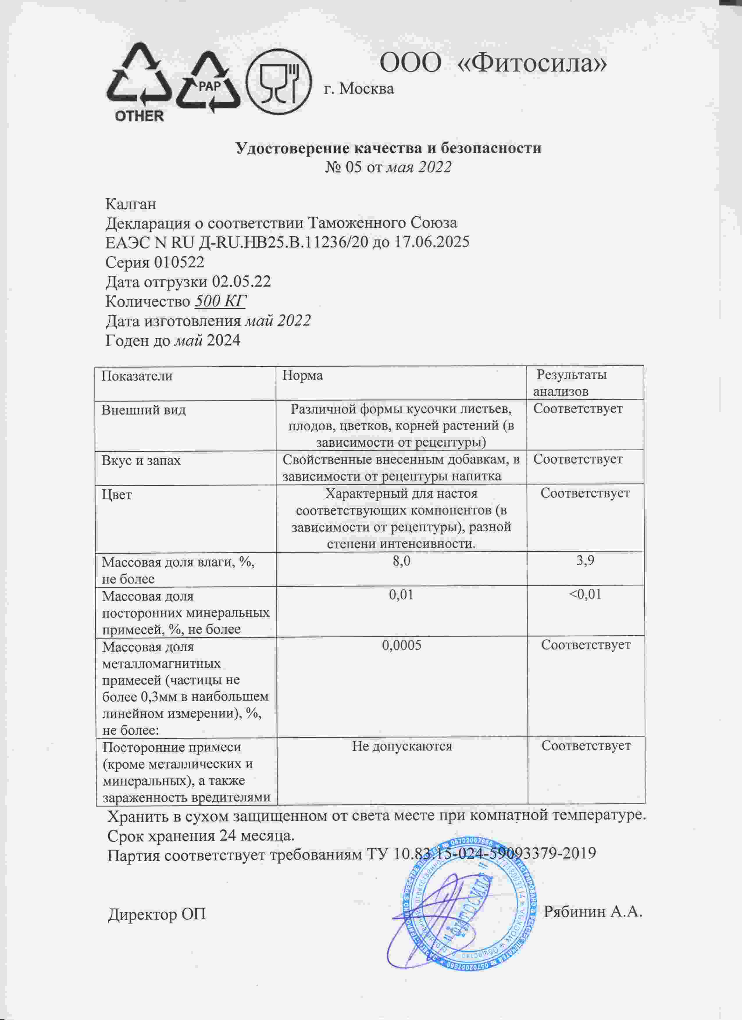 Паспорт №010522